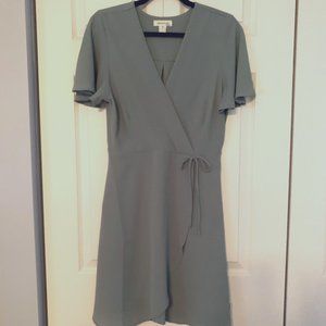 Faux Wrap Sage Dress